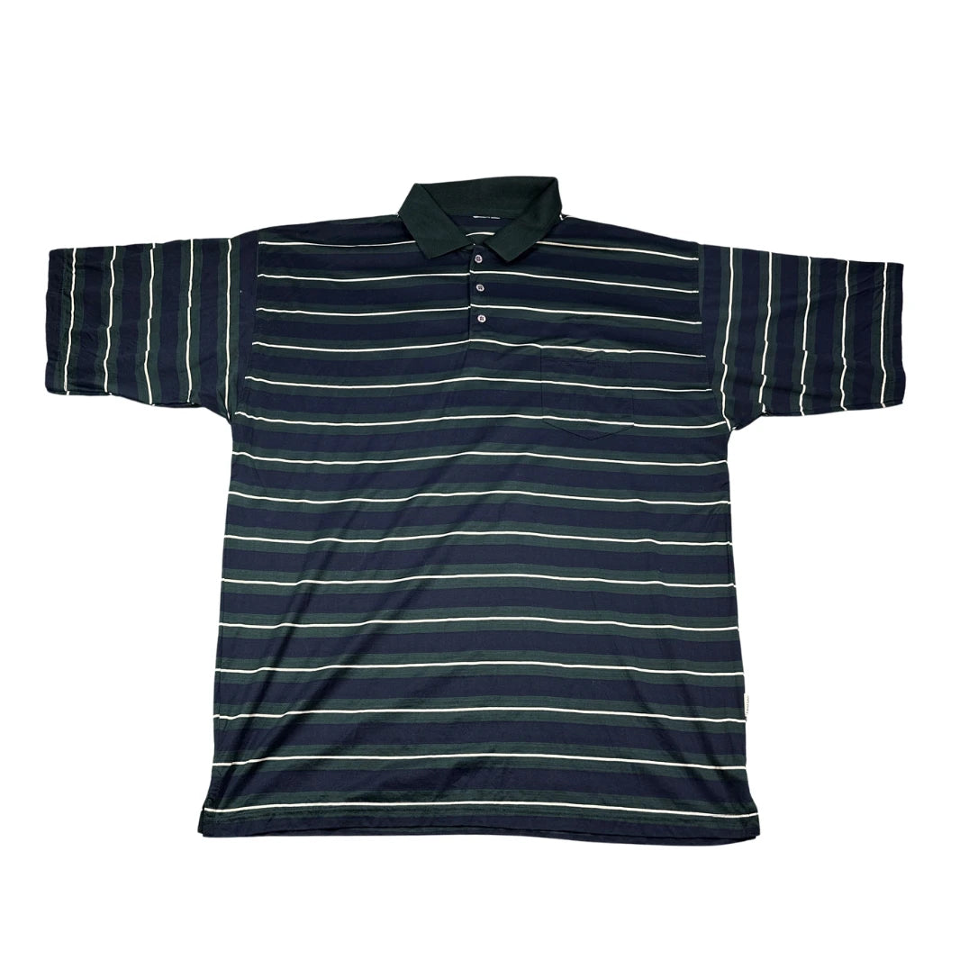 Finnegan navy and green striped polo shirt