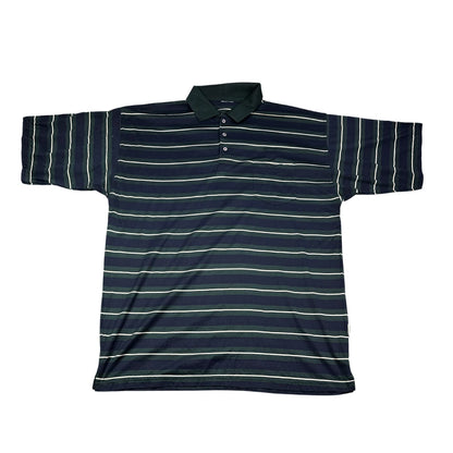 Finnegan navy and green striped polo shirt
