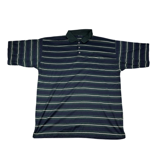 Finnegan navy and green striped polo shirt