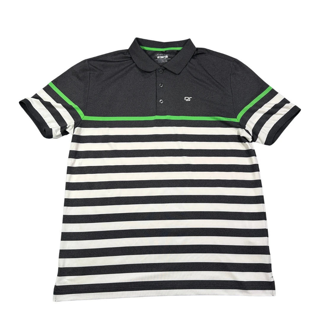 Daniel Springs grey and white striped polo