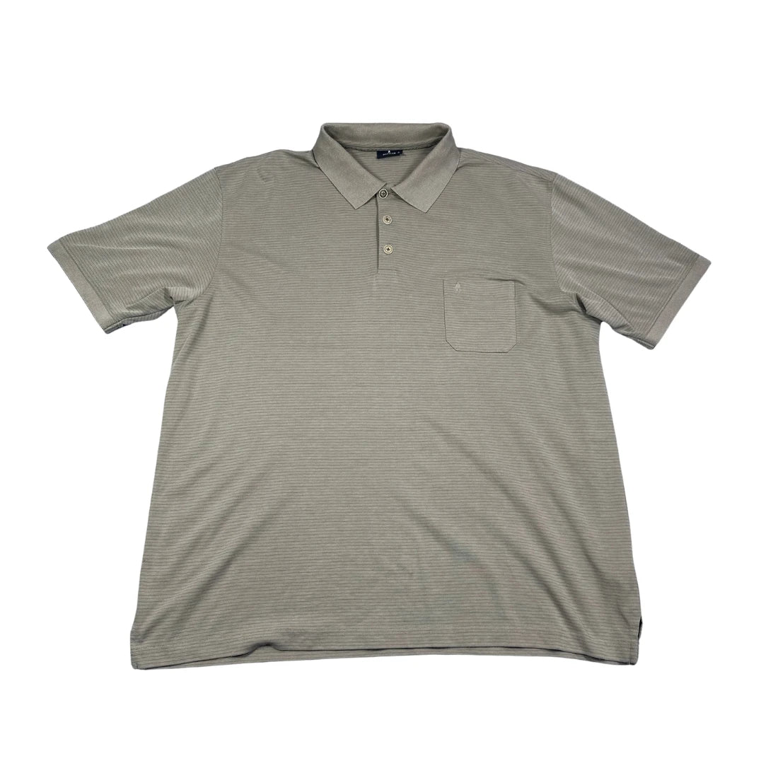 Ragman light grey striped pocket polo