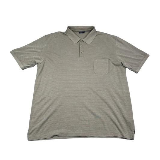 Ragman light grey striped pocket polo