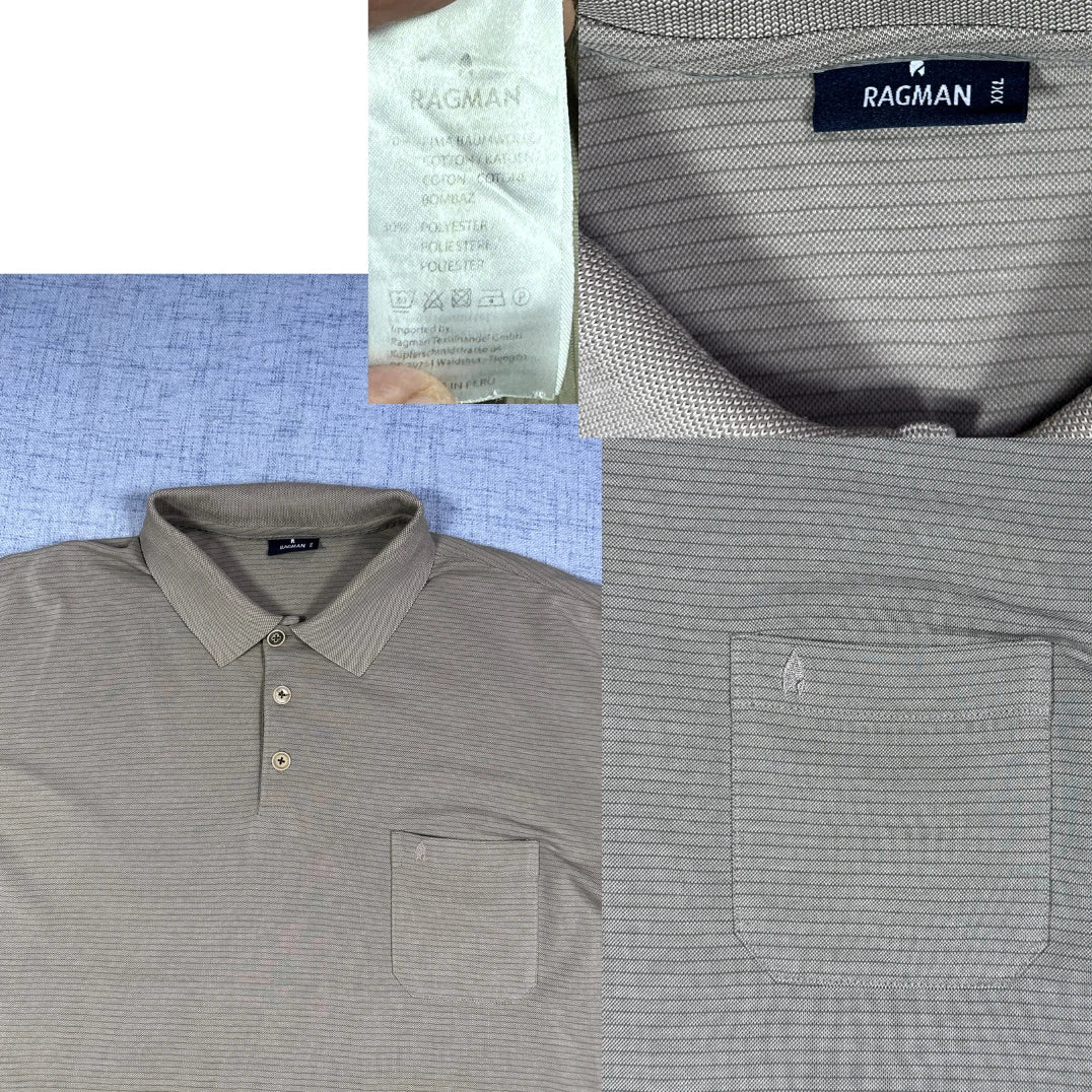 Ragman® Striped Pocket Polo-2XL