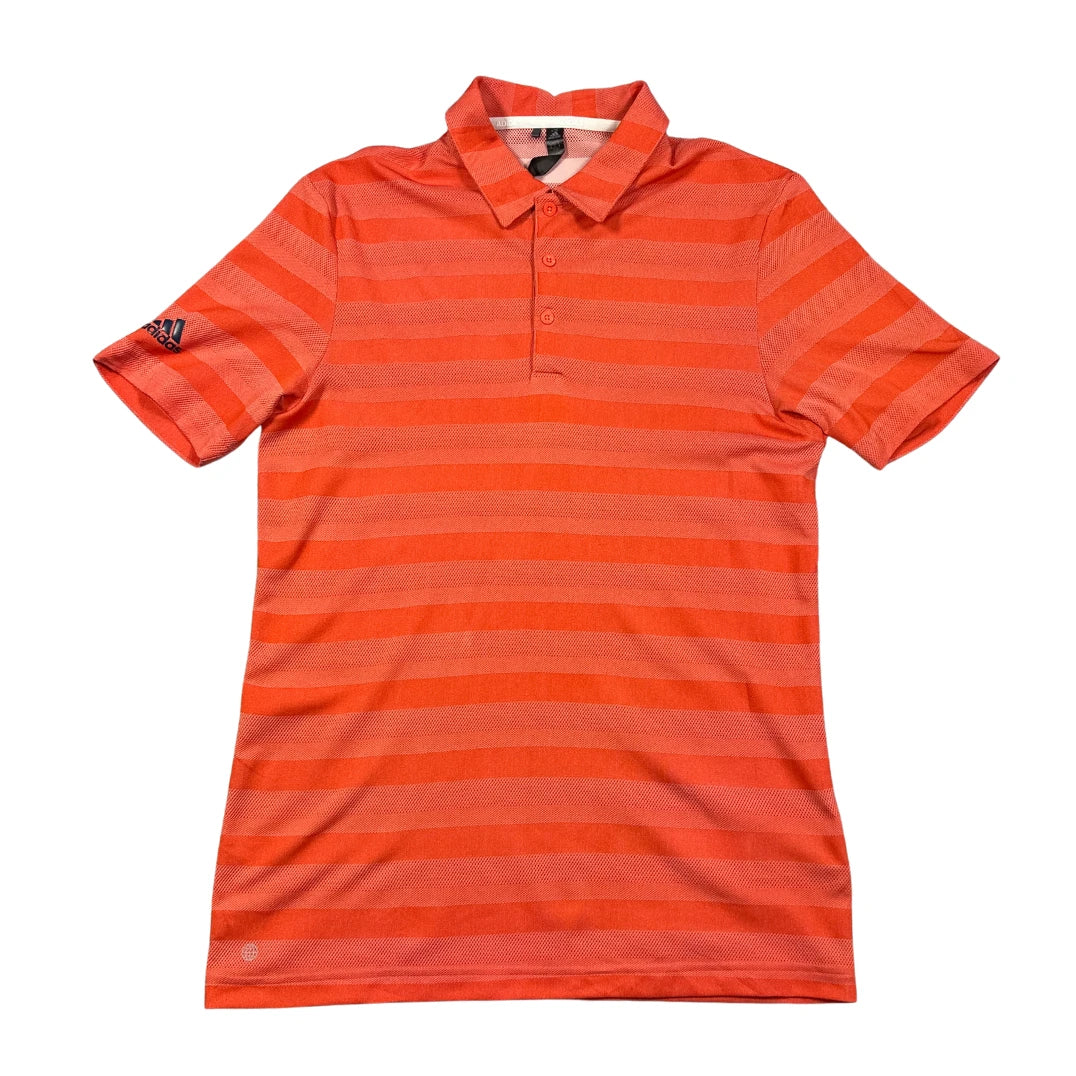 Adidas orange striped golf polo