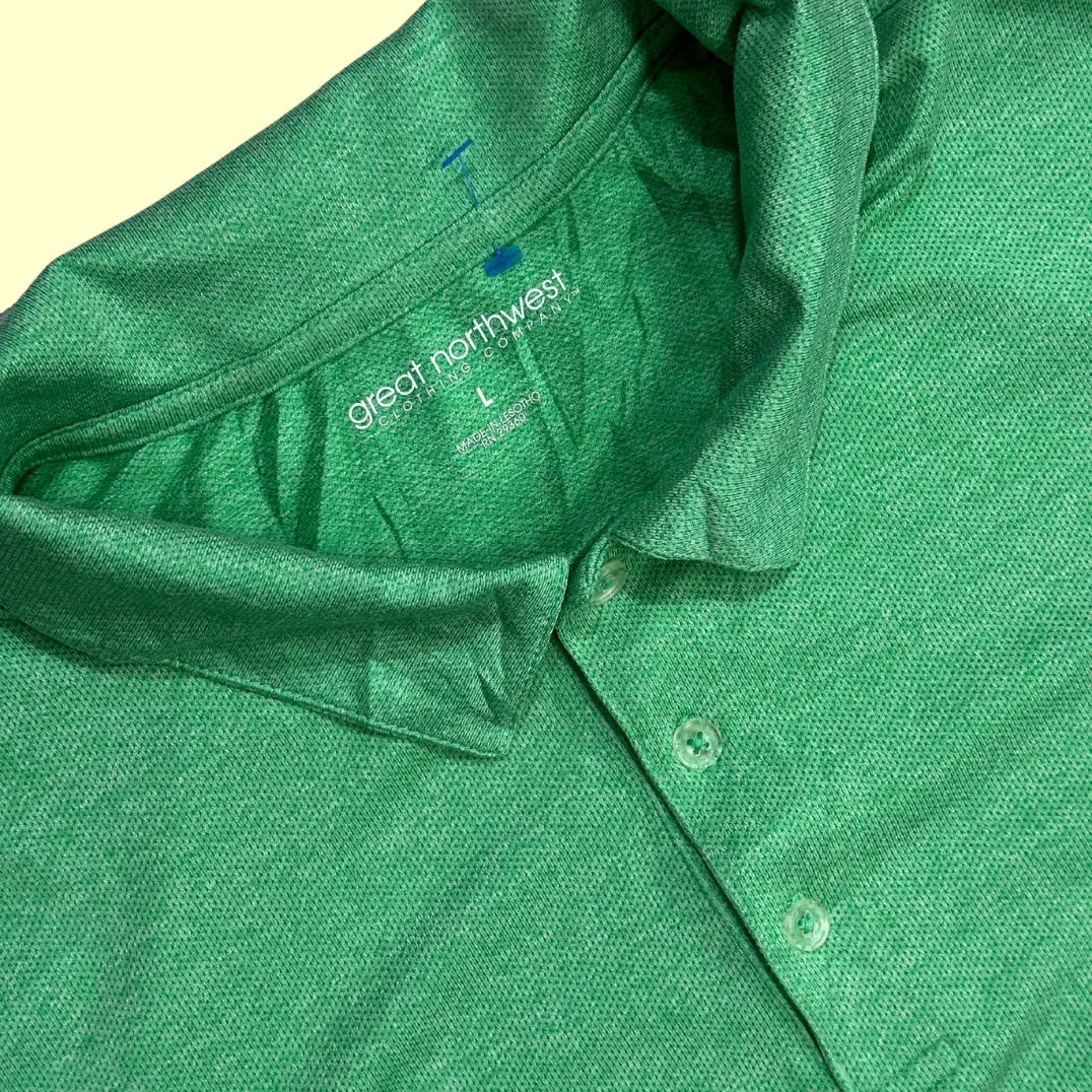 Great Northwest Clothing Company Polo Shirt in green heather.