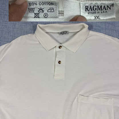 Ragman® White Polo Shirt Pocket-2XL