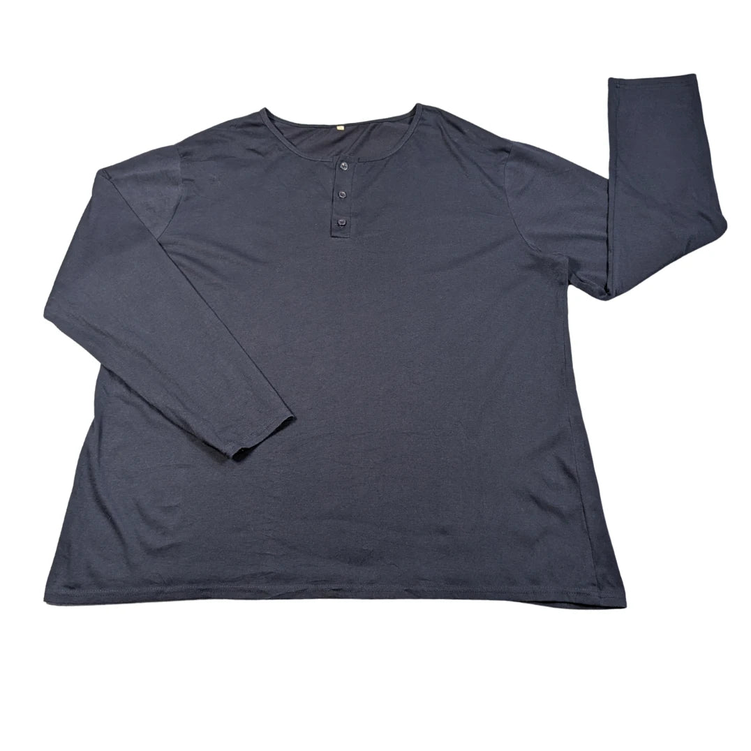 Unbranded Navy Henley Shirt Cotton-2XL