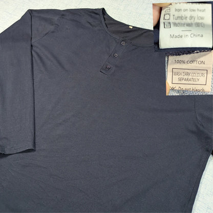 Unbranded Navy Henley Shirt Cotton-2XL