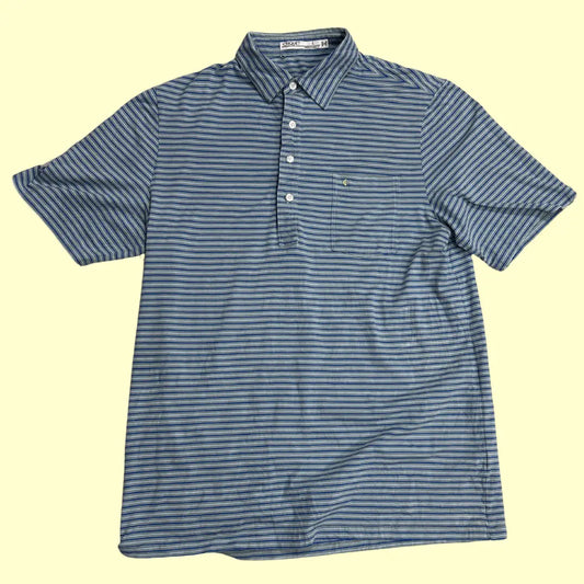 Criquet striped polo in blue and gray