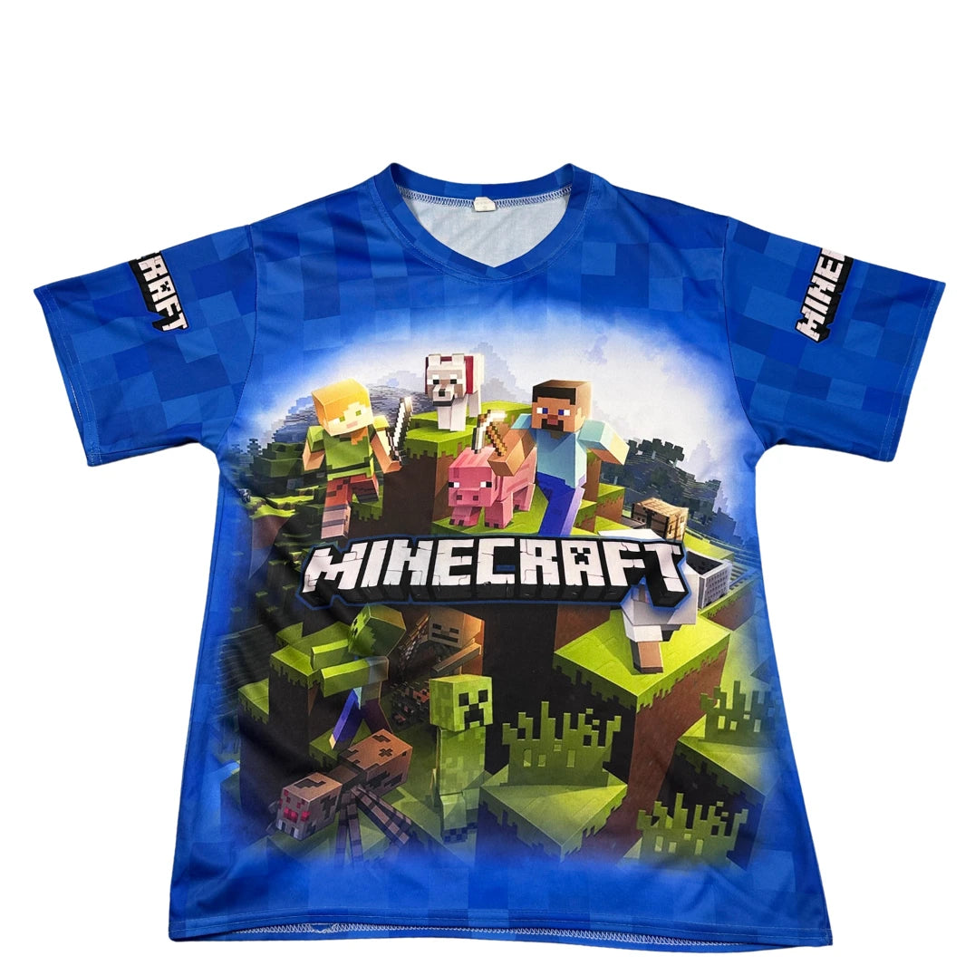 Unbranded Blue Minecraft Graphic T Shirt-S