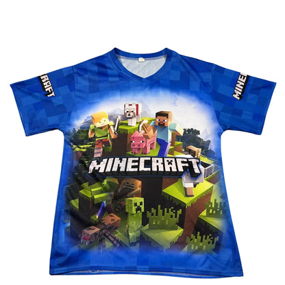 Unbranded Blue Minecraft Graphic T Shirt-S