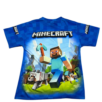 Unbranded Blue Minecraft Graphic T Shirt-S