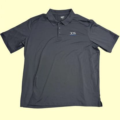 Lands’ End Performance Polo Shirt in dark gray with "306 Leadership" embroidery.