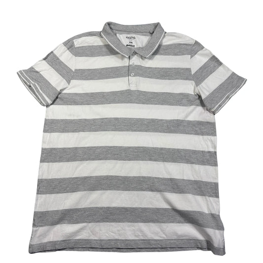 Identic® Grey White Polo Shirt Striped