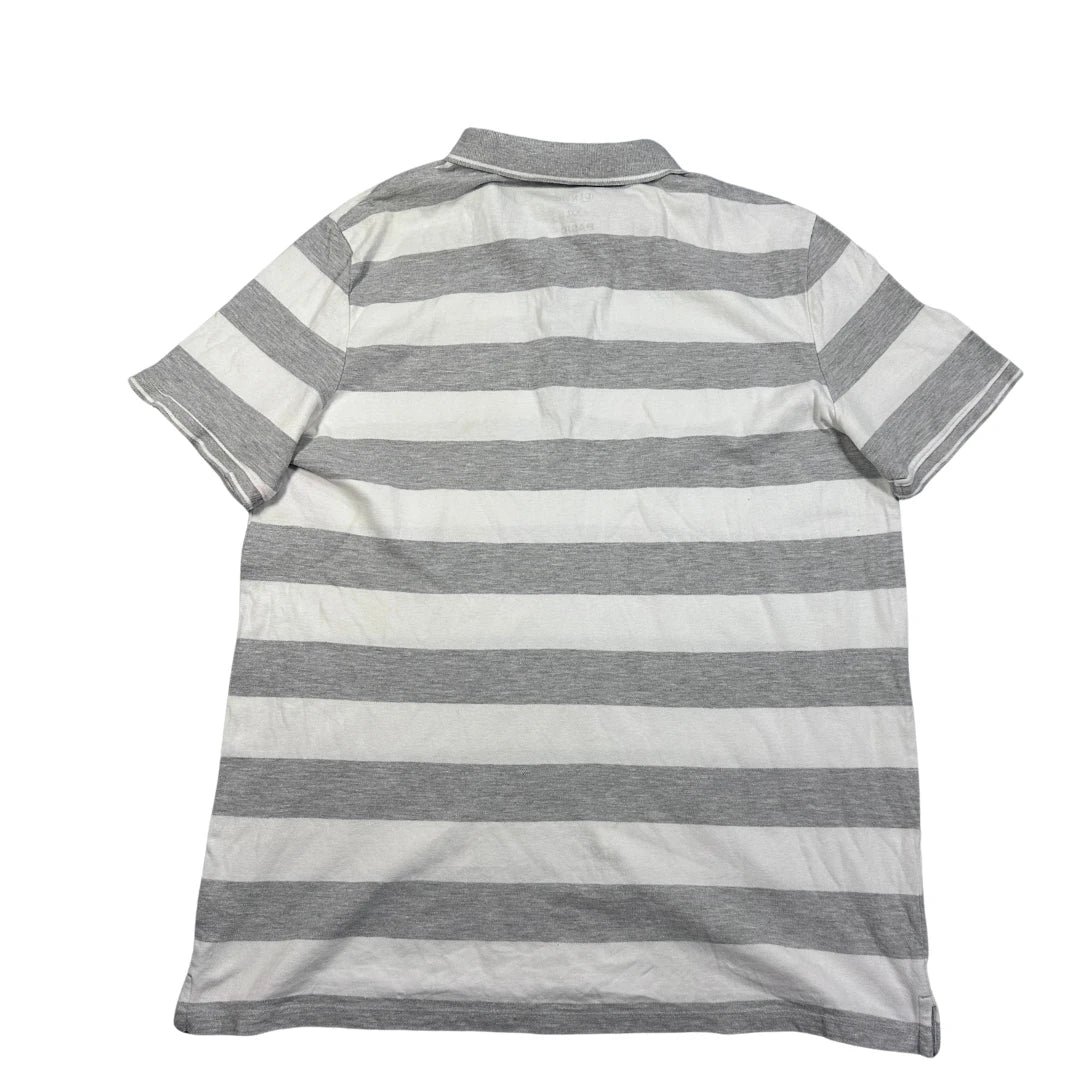 Identic® Grey White Polo Shirt Striped