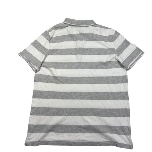 Identic® Grey White Polo Shirt Striped