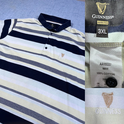 Guinness® Navy Polo Shirt Striped-3XL