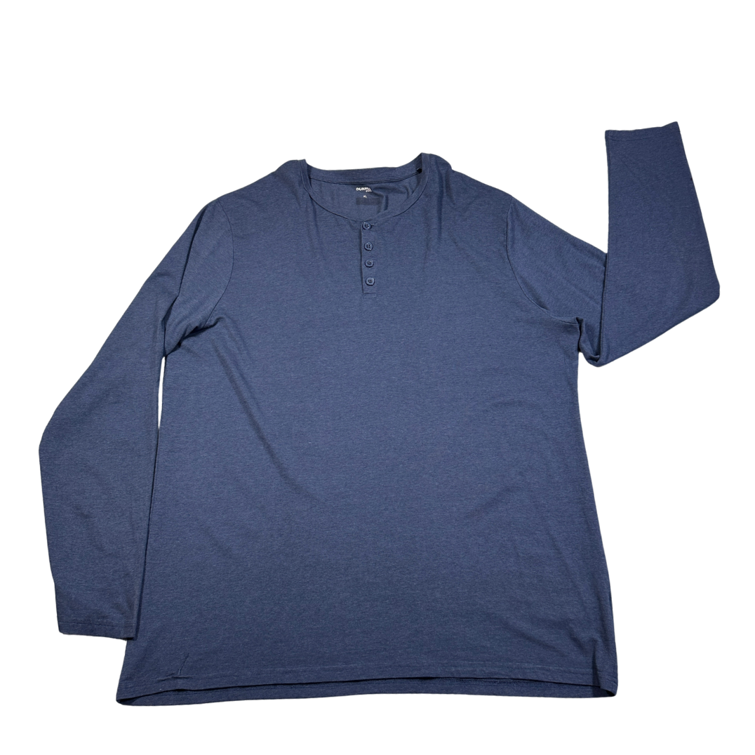 DUNNES STORES® Blue Long Sleeve Henley-XL