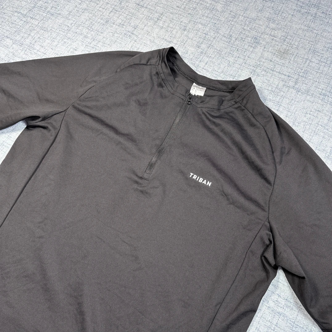 Triban Black Quarter Zip Cycling Jersey-L