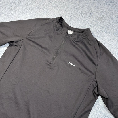 Triban Black Quarter Zip Cycling Jersey-L