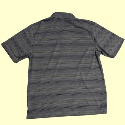 MLB Team Apparel Striped Polo Shirt in gray with subtle black and yellow stripe accents
