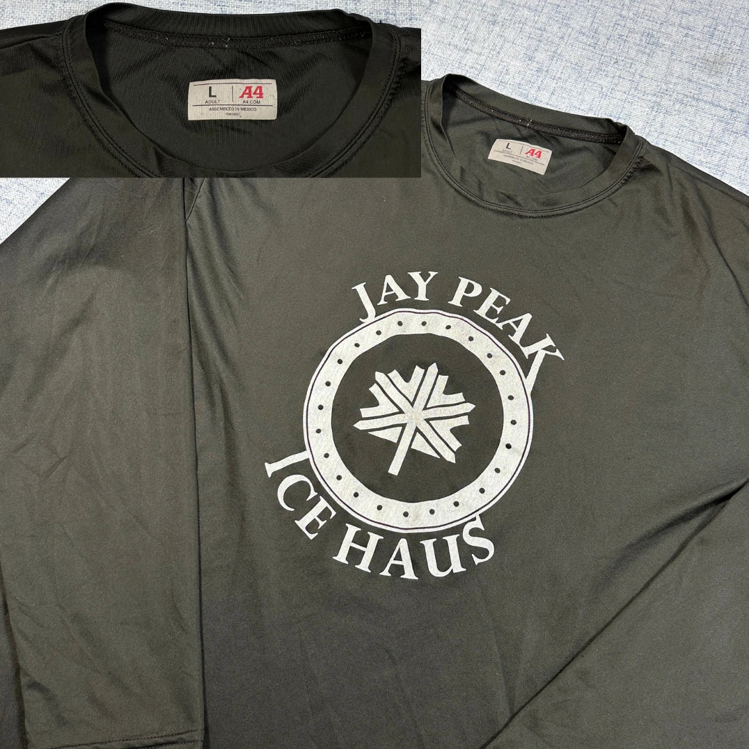 A4 Black Jay Peak Ice Haus Long Sleeve Jersey-L
