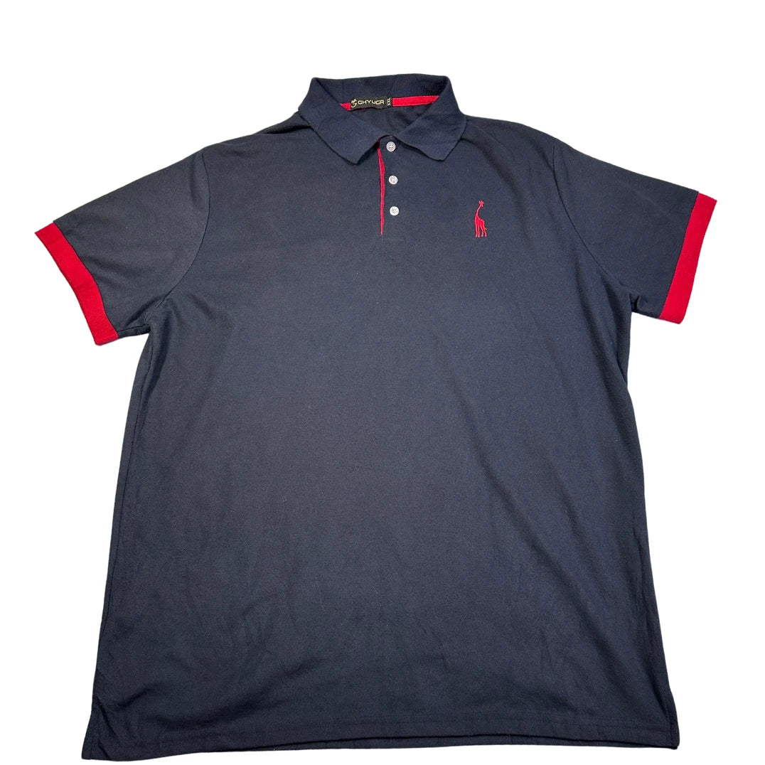GHYUGR Navy Polo with Red Giraffe Logo-XL