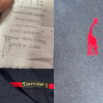 GHYUGR Navy Polo with Red Giraffe Logo-XL