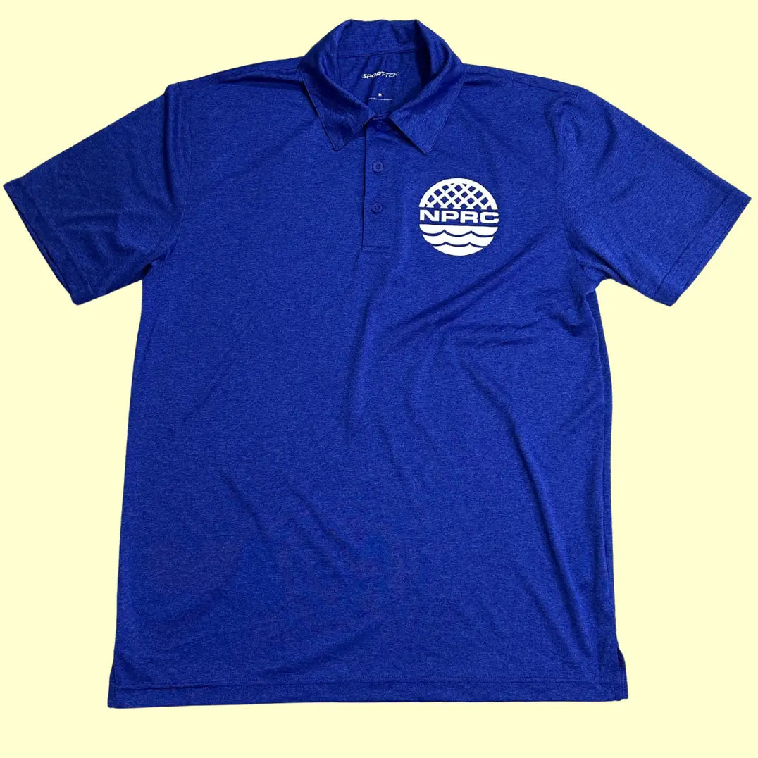 Sport-Tek Performance Polo Shirt in royal blue with NPRC logo.