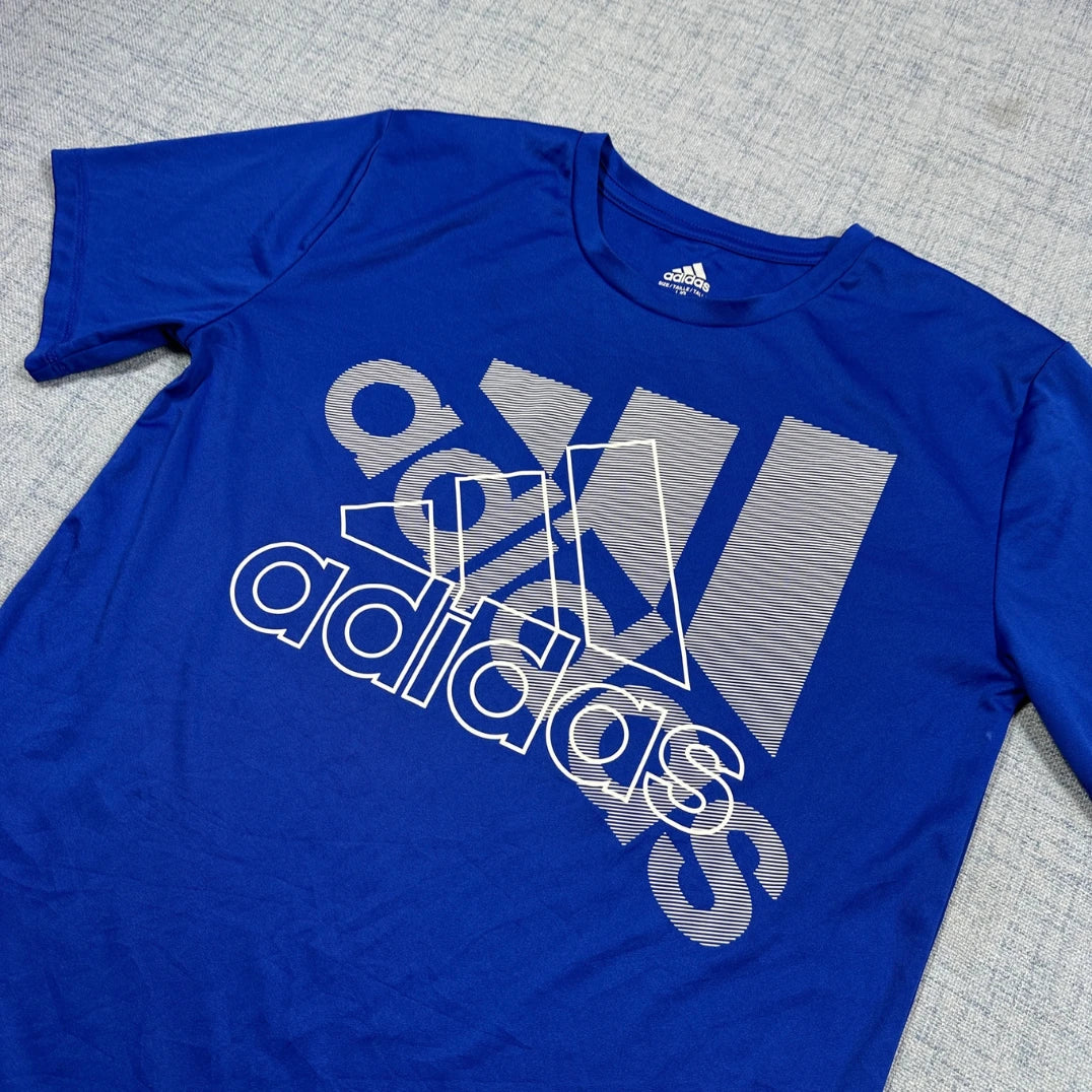 Adidas® Blue Graphic T Shirt-YL