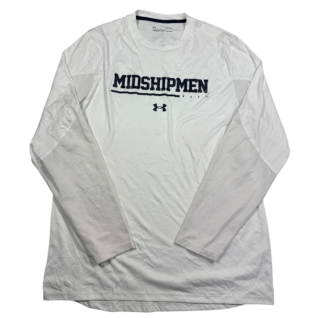 Under Armour® White Midshipmen Long Sleeve Shirt-L