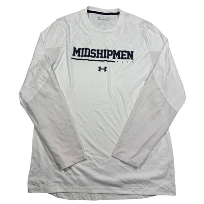 Under Armour® White Midshipmen Long Sleeve Shirt-L