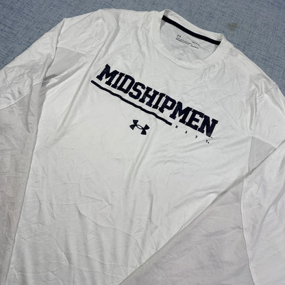 Under Armour® White Midshipmen Long Sleeve Shirt-L