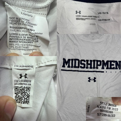 Under Armour® White Midshipmen Long Sleeve Shirt-L