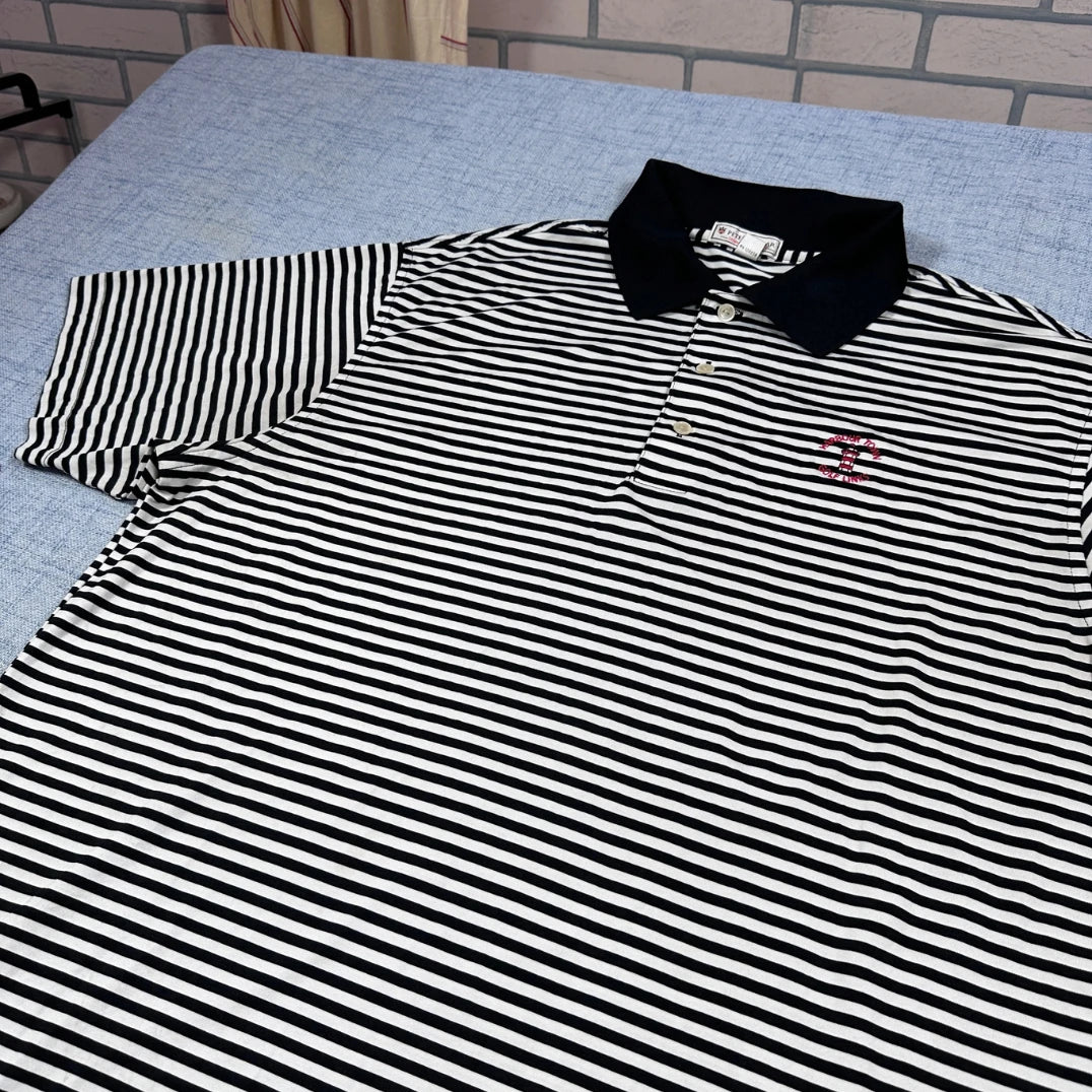 Peter Millar® Black Polo Shirt Striped-XL
