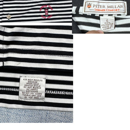 Peter Millar® Black Polo Shirt Striped-XL