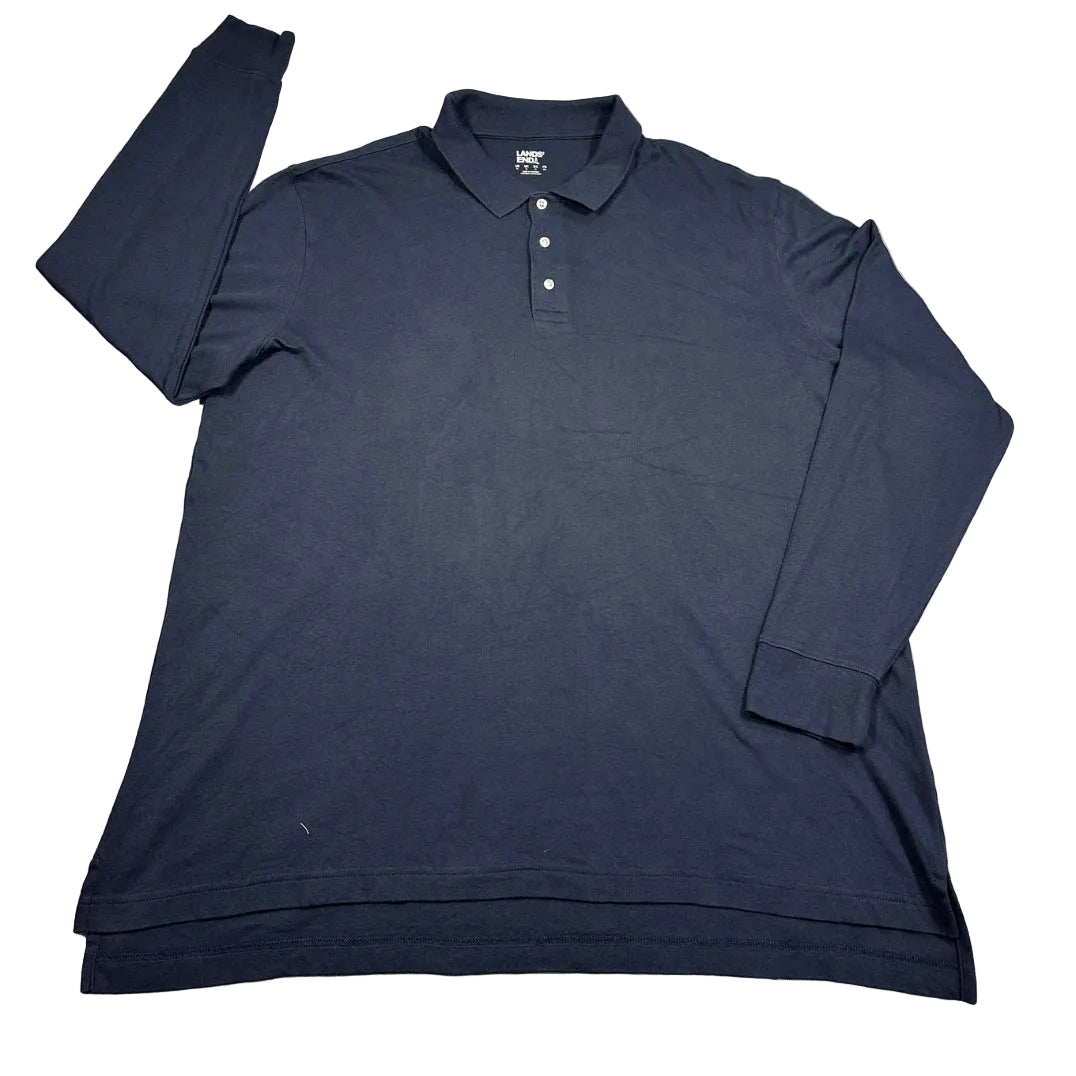Lands' End® Navy Polo Shirt Long Sleeve-XL