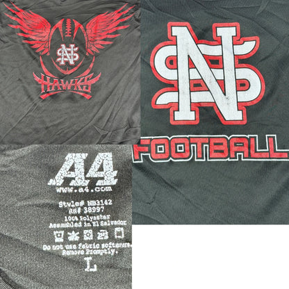 A4® Black Football Graphic T Shirt-S