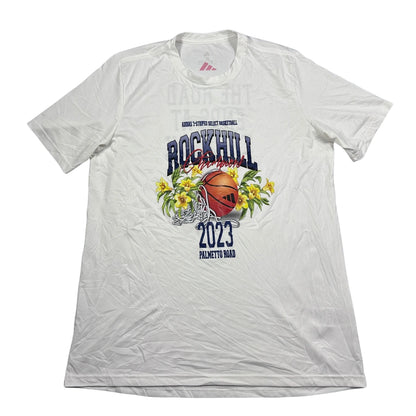 Adidas® White Basketball Graphic Tee-M