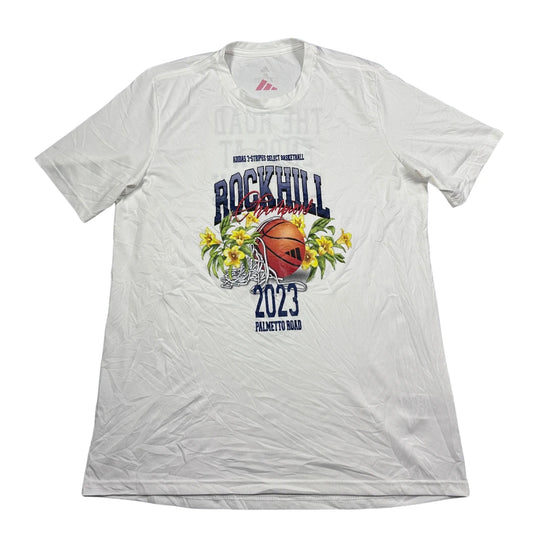 Adidas® White Basketball Graphic Tee-M