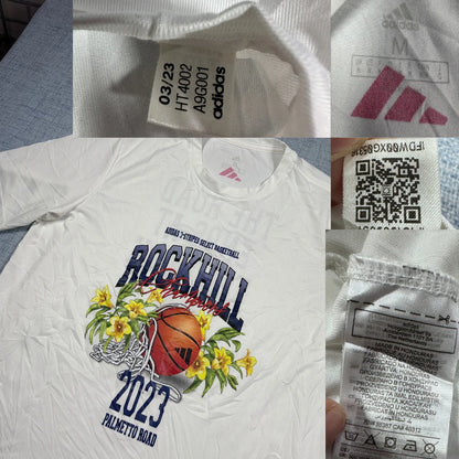 Adidas® White Basketball Graphic Tee-M