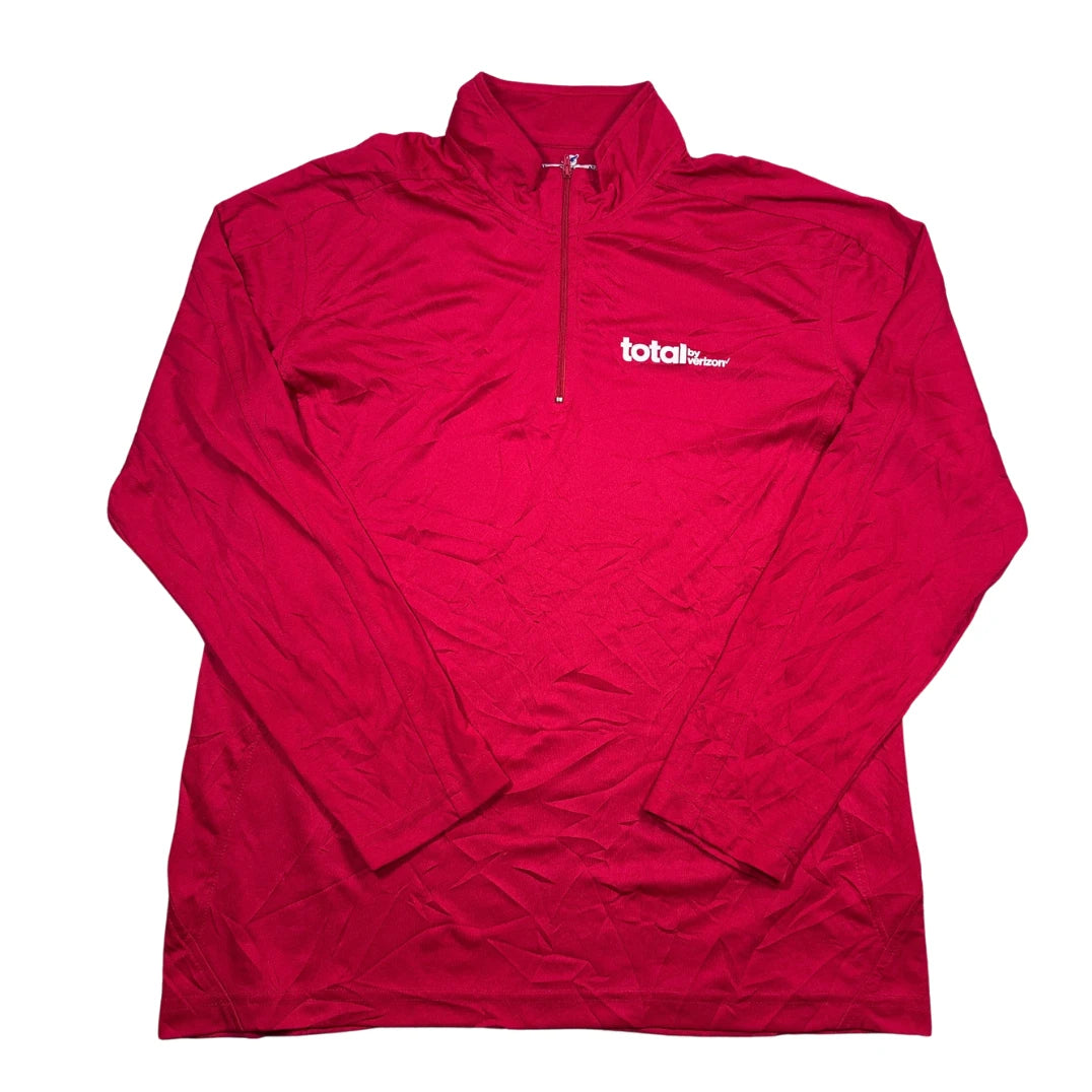 Blue Generation® Red Quarter Zip Pullover-L