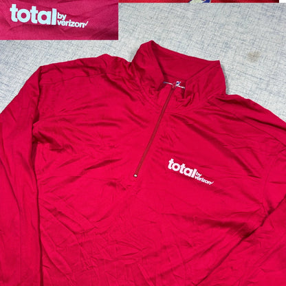 Blue Generation® Red Quarter Zip Pullover-L