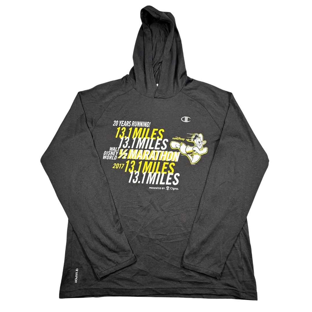 Champion® Black Hooded Performance Shirt-M