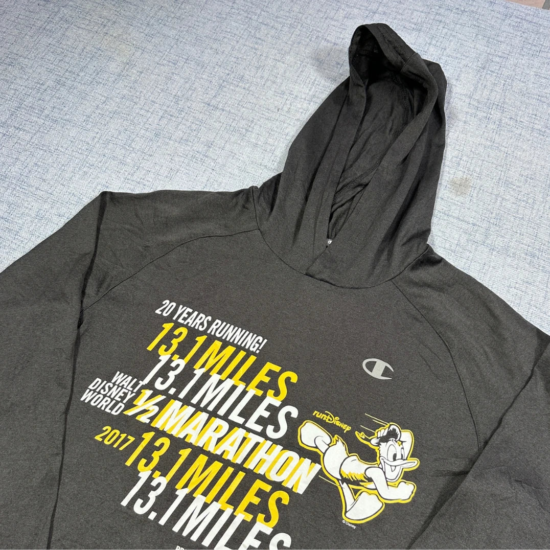 Champion® Black Hooded Performance Shirt-M