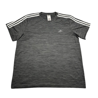 Adidas® Grey Heather Three Stripe Performance T Shirt-XL