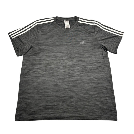 Adidas® Grey Heather Three Stripe Performance T Shirt-XL