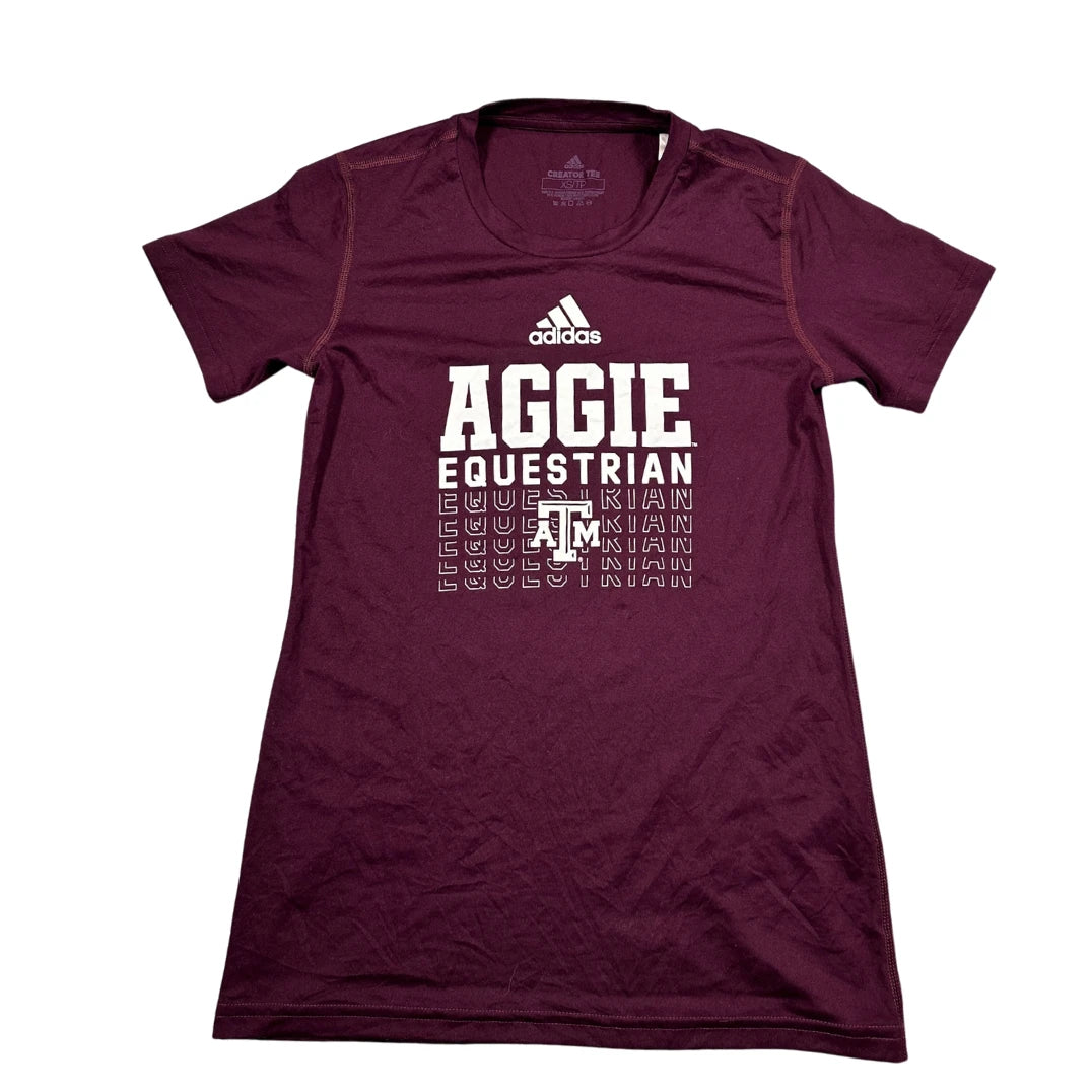 Adidas® Maroon Aggie Equestrian Creator Tee-XS