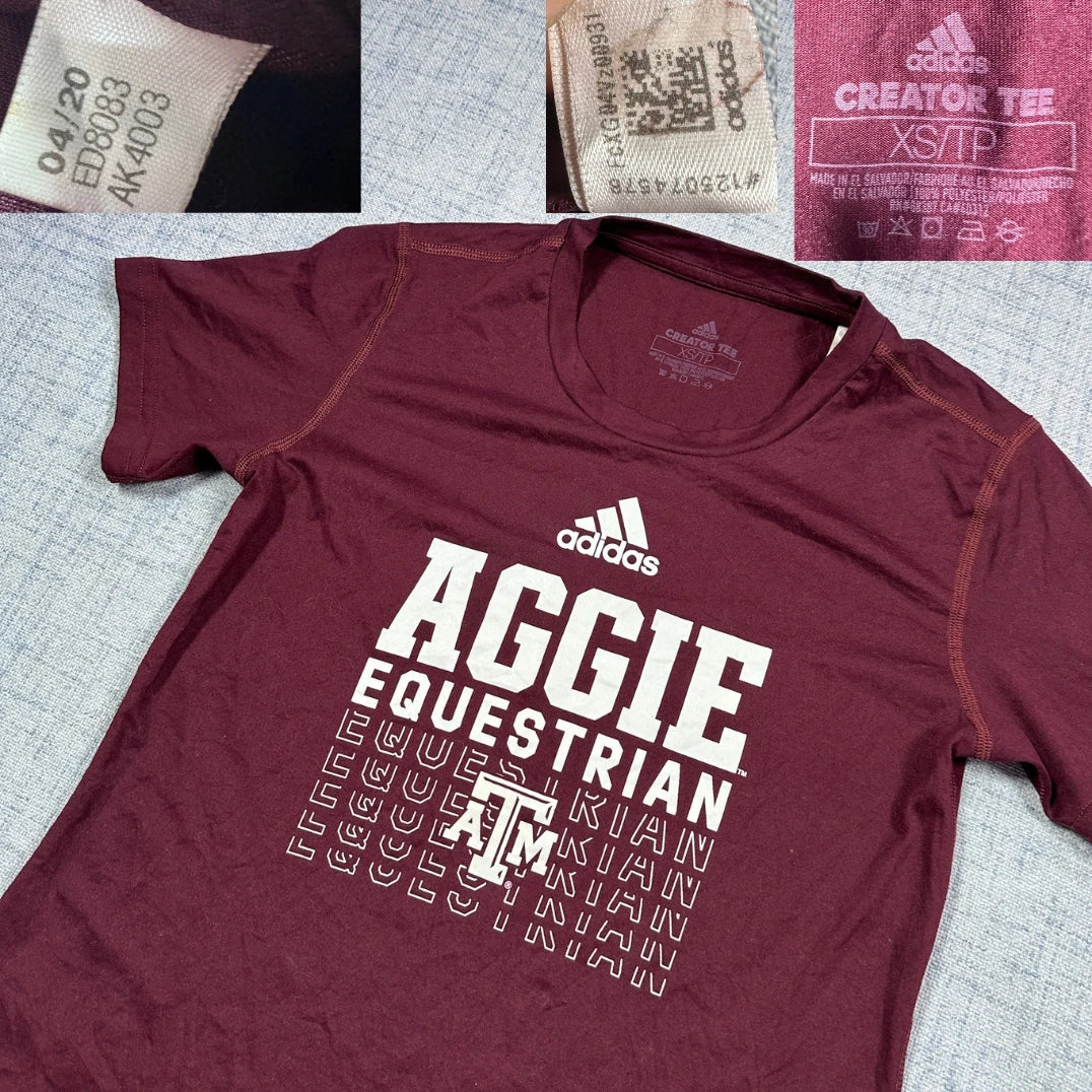 Adidas® Maroon Aggie Equestrian Creator Tee-XS