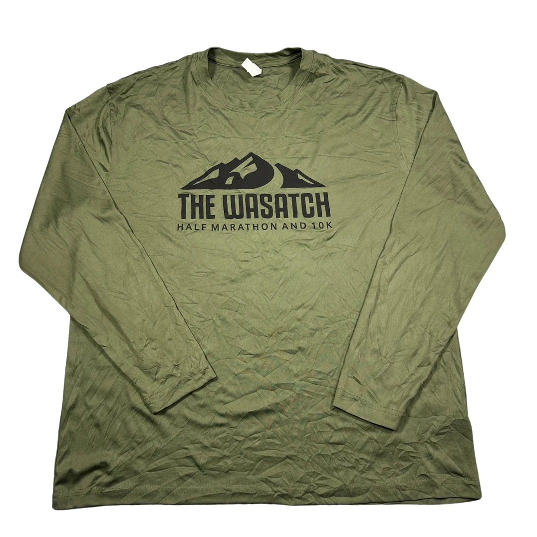 UltraClub® Olive Wasatch Half Marathon Long Sleeve Performance T Shirt-L
